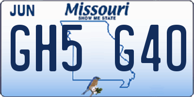 MO license plate GH5G4O