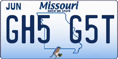MO license plate GH5G5T