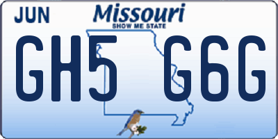 MO license plate GH5G6G