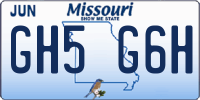 MO license plate GH5G6H