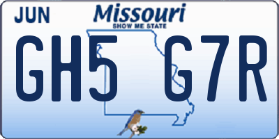 MO license plate GH5G7R