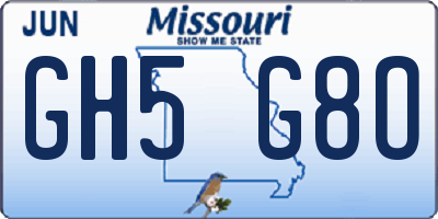 MO license plate GH5G8O