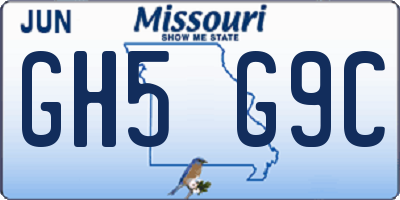 MO license plate GH5G9C