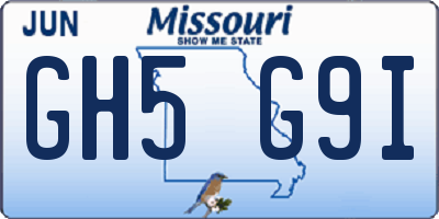 MO license plate GH5G9I