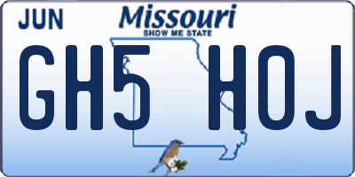 MO license plate GH5H0J