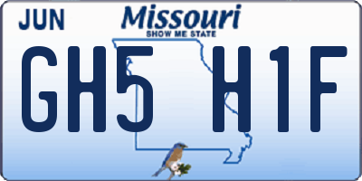 MO license plate GH5H1F