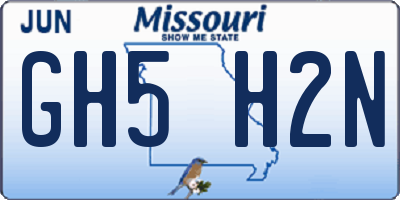 MO license plate GH5H2N