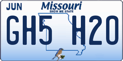 MO license plate GH5H2O