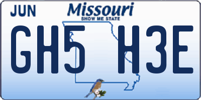 MO license plate GH5H3E