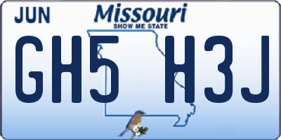 MO license plate GH5H3J