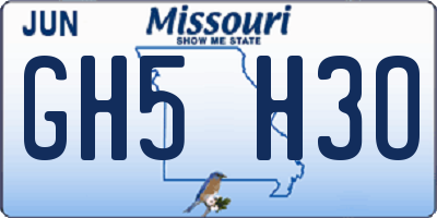 MO license plate GH5H3O