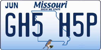 MO license plate GH5H5P