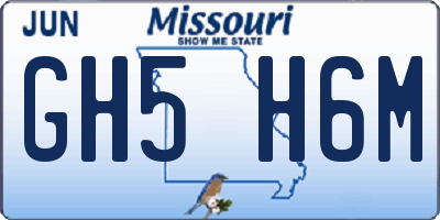 MO license plate GH5H6M