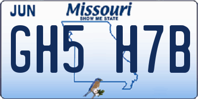 MO license plate GH5H7B