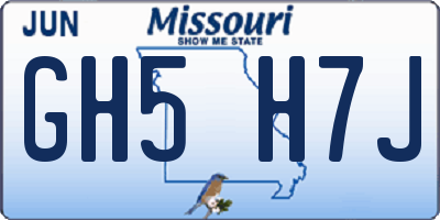 MO license plate GH5H7J