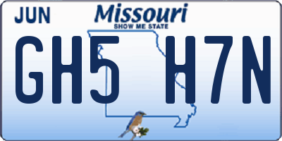 MO license plate GH5H7N