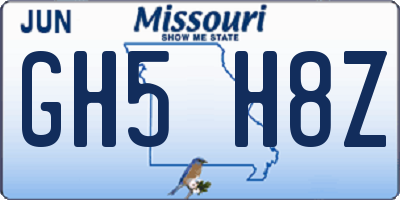 MO license plate GH5H8Z