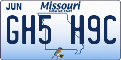 MO license plate GH5H9C
