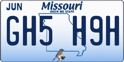 MO license plate GH5H9H