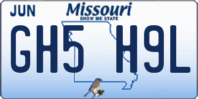 MO license plate GH5H9L