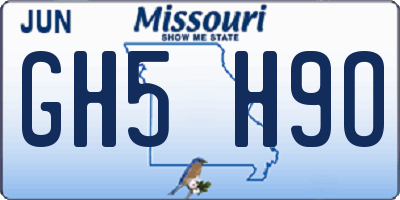 MO license plate GH5H9O