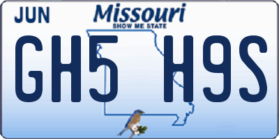 MO license plate GH5H9S