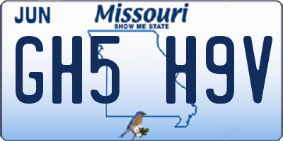 MO license plate GH5H9V