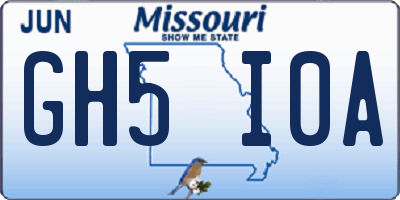 MO license plate GH5I0A