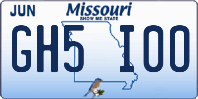 MO license plate GH5I0O