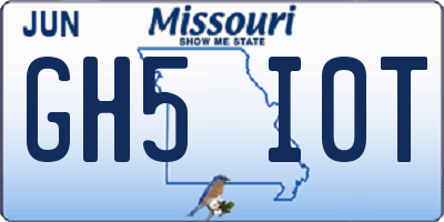 MO license plate GH5I0T