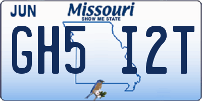 MO license plate GH5I2T