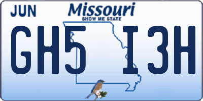 MO license plate GH5I3H