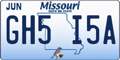 MO license plate GH5I5A