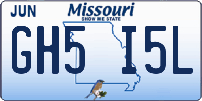 MO license plate GH5I5L
