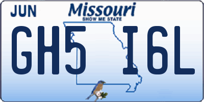 MO license plate GH5I6L