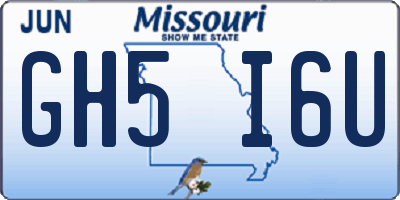 MO license plate GH5I6U