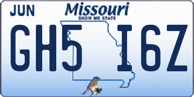MO license plate GH5I6Z