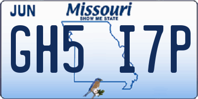 MO license plate GH5I7P