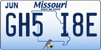MO license plate GH5I8E