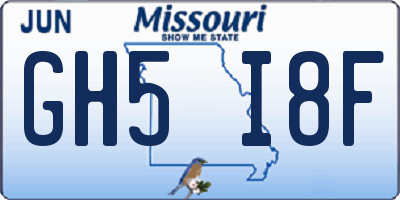 MO license plate GH5I8F