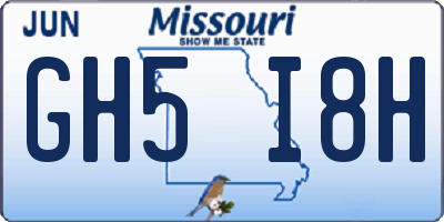 MO license plate GH5I8H