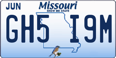 MO license plate GH5I9M