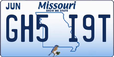 MO license plate GH5I9T