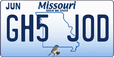 MO license plate GH5J0D
