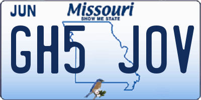 MO license plate GH5J0V