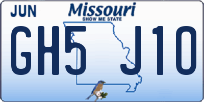 MO license plate GH5J1O