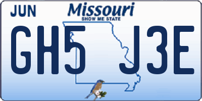 MO license plate GH5J3E