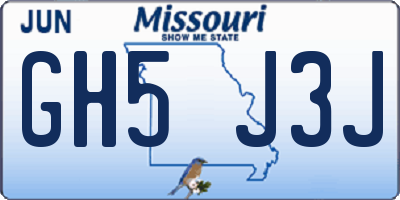 MO license plate GH5J3J