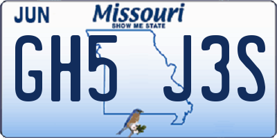 MO license plate GH5J3S