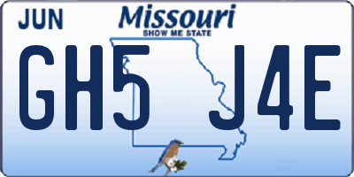 MO license plate GH5J4E